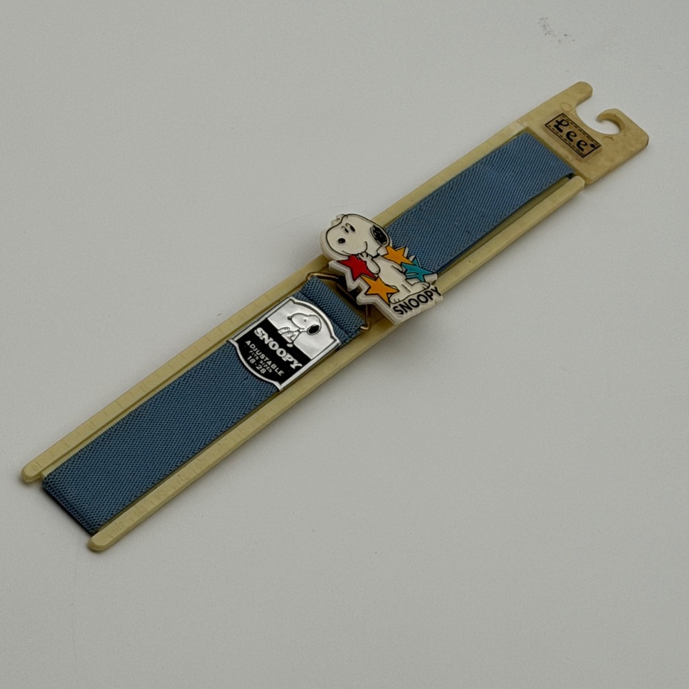 Vintage Lee Snoopy Peanuts Blue Elastic Adjustable Belt Kids Made in USA 18-28